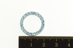 10K Round Blue Topaz Circle Classic Statement Pendant White Gold