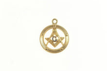 Load image into Gallery viewer, 14K Compass Square Enamel G Masonic Symbol Charm/Pendant Yellow Gold