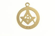 Load image into Gallery viewer, 14K Compass Square Enamel G Masonic Symbol Charm/Pendant Yellow Gold