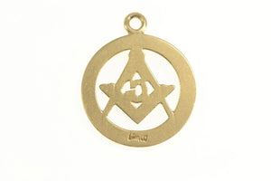 14K Compass Square Enamel G Masonic Symbol Charm/Pendant Yellow Gold