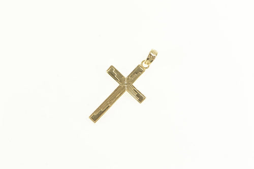 10K Grooved Cross Christian Faith Symbol Pendant Yellow Gold