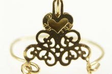 Load image into Gallery viewer, 14K Heart Scroll Filigree Charm Holder Loop Pendant Yellow Gold