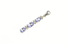 Load image into Gallery viewer, 10K Oval Tiered Tanzanite Diamond Accent Bar Pendant White Gold