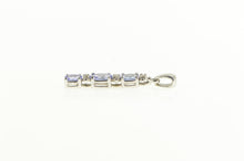 Load image into Gallery viewer, 10K Oval Tiered Tanzanite Diamond Accent Bar Pendant White Gold