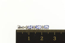 Load image into Gallery viewer, 10K Oval Tiered Tanzanite Diamond Accent Bar Pendant White Gold