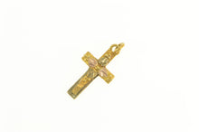 Load image into Gallery viewer, 10K Black Hills Leaf Cross Christian Symbol Charm/Pendant Yellow Gold
