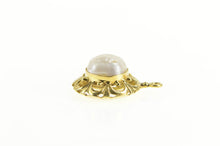Load image into Gallery viewer, 14K Retro Pearl Scalloped Flower Statement Pendant Yellow Gold
