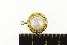 Load image into Gallery viewer, 14K Retro Pearl Scalloped Flower Statement Pendant Yellow Gold