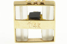 Load image into Gallery viewer, 14K Art Deco Camphor Glass Black Onyx Diamond Pendant Yellow Gold