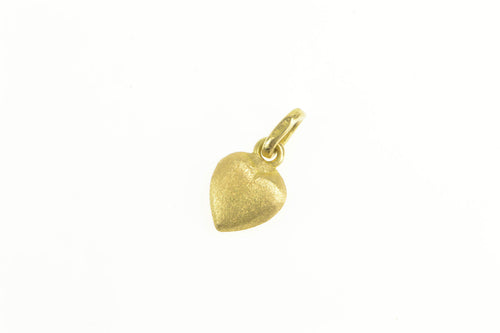 18K Satin Finish Puffy Heart Love Symbol Charm/Pendant Yellow Gold