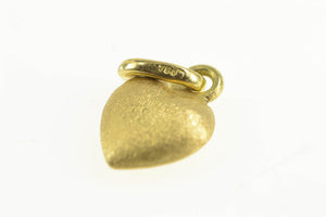18K Satin Finish Puffy Heart Love Symbol Charm/Pendant Yellow Gold