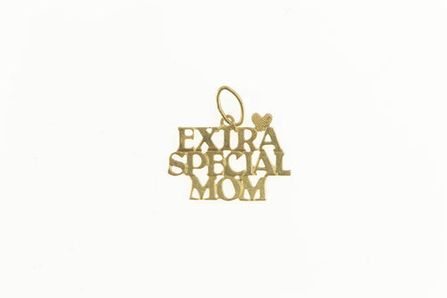 14K Extra Special Mom Word Cut Out Love Charm/Pendant Yellow Gold