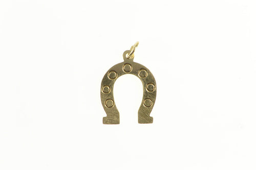 14K Horse Shoe Good Luck Retro Lucky Mini Charm/Pendant Yellow Gold