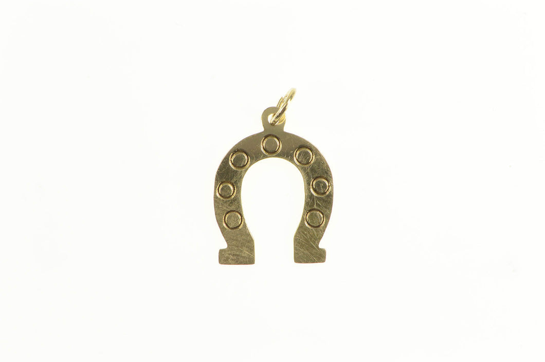14K Horse Shoe Good Luck Retro Lucky Mini Charm/Pendant Yellow Gold