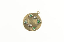 Load image into Gallery viewer, 14K Victorian Emerald Diamond Geometric Round Charm/Pendant Yellow Gold