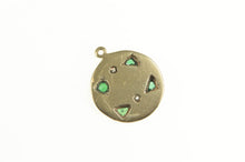 Load image into Gallery viewer, 14K Victorian Emerald Diamond Geometric Round Charm/Pendant Yellow Gold