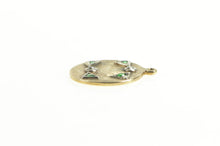 Load image into Gallery viewer, 14K Victorian Emerald Diamond Geometric Round Charm/Pendant Yellow Gold