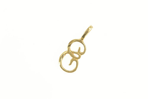 14K E Cursive Letter Monogram Initial Name Charm/Pendant Yellow Gold