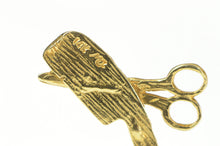 Load image into Gallery viewer, 14K Scissors Comb Hair Stylist Beautician Barber Charm/Pendant Yellow Gold