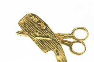 14K Scissors Comb Hair Stylist Beautician Barber Charm/Pendant Yellow Gold