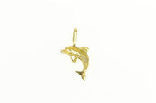 Load image into Gallery viewer, 14K Mini Diamond Cut Jumping Dolphin Animal Charm/Pendant Yellow Gold