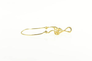 14K Diamond Cut Ribbon Loop Charm Holder Pendant Yellow Gold