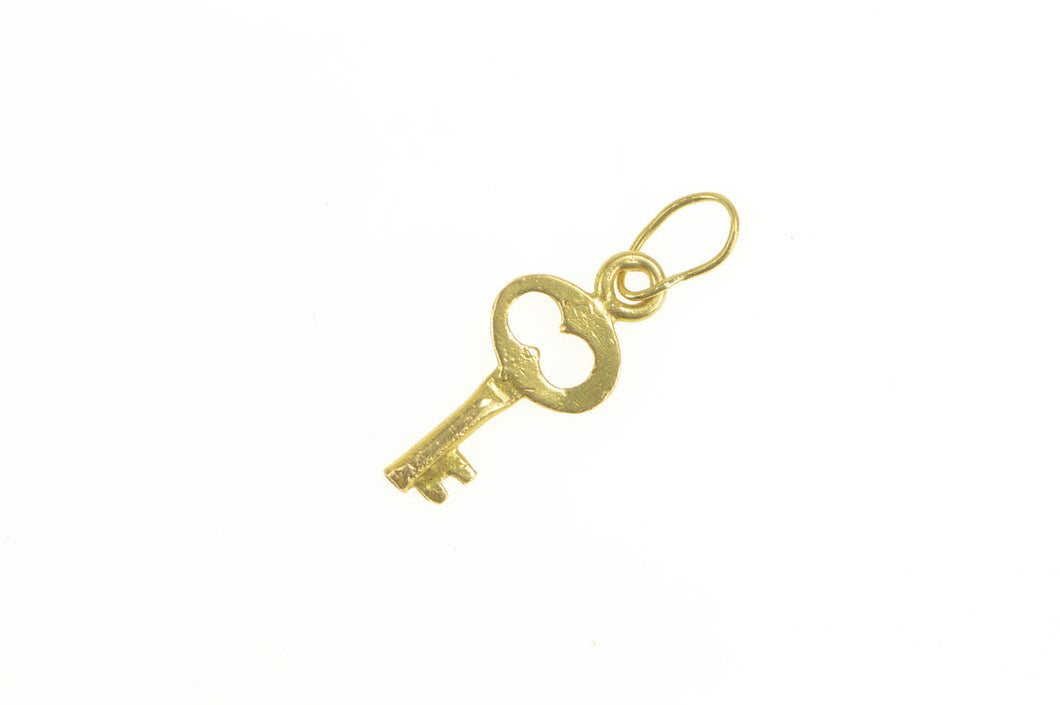 14K Mini Skeleton Key Lock Protection Symbol Charm/Pendant Yellow Gold