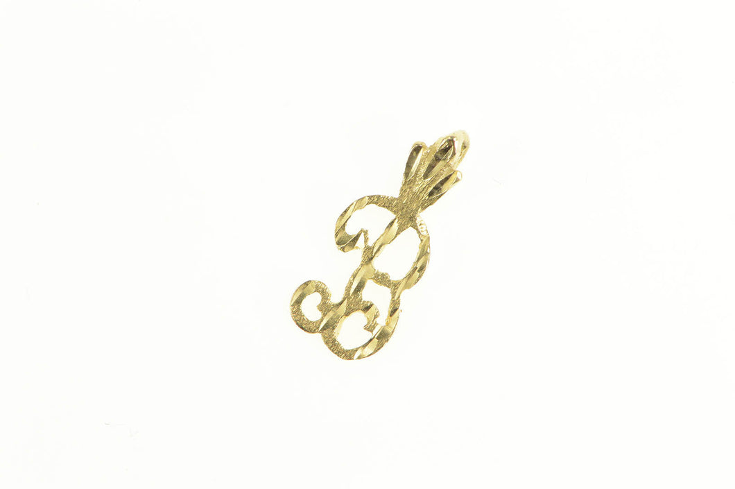 14K B Cursive Name Letter Initial Monogram Charm/Pendant Yellow Gold