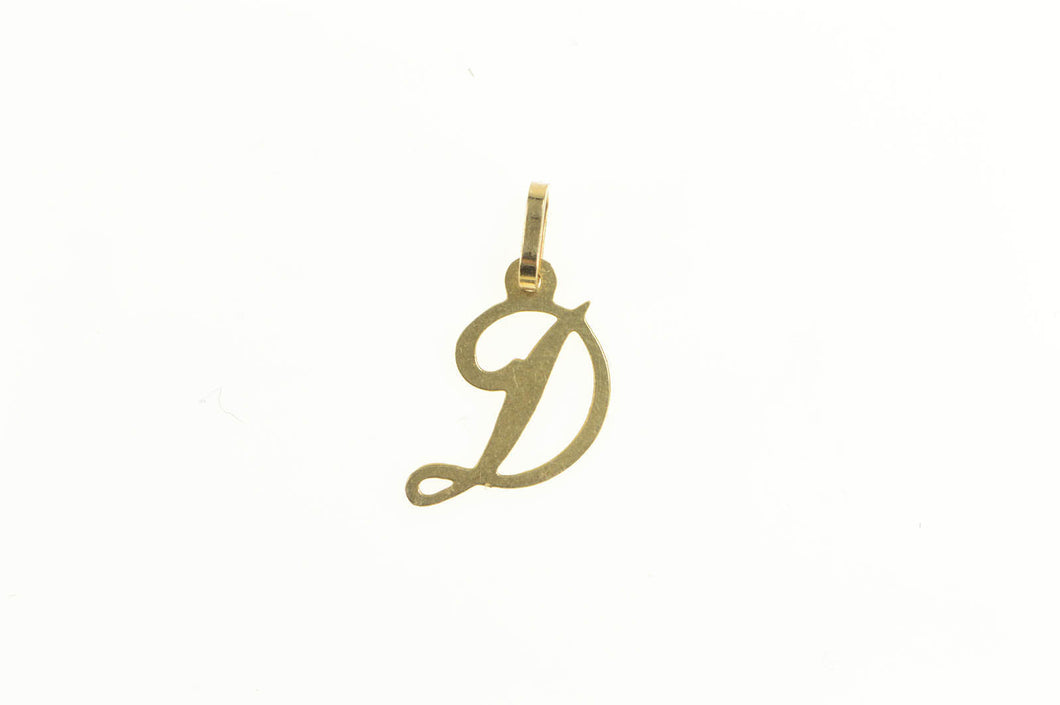 14K D Letter Cursive Monogram Initial Name Charm/Pendant Yellow Gold