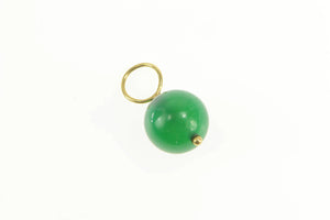 14K Retro Green Chalcedony Sphere Ball Charm/Pendant Yellow Gold