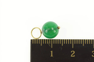 14K Retro Green Chalcedony Sphere Ball Charm/Pendant Yellow Gold