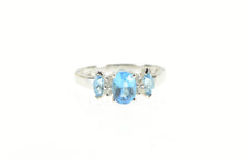 Load image into Gallery viewer, 14K Oval Blue Topaz Diamond Accent Statement Ring White Gold