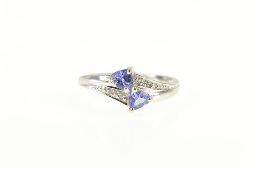 14K Trillion Tanzanite Diamond Bypass Statement Ring White Gold