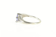 Load image into Gallery viewer, 14K Trillion Tanzanite Diamond Bypass Statement Ring White Gold