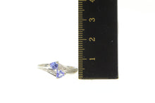 Load image into Gallery viewer, 14K Trillion Tanzanite Diamond Bypass Statement Ring White Gold