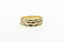 Load image into Gallery viewer, 14K Tri Tone Diamond Inset Tiered Stack Band Ring Yellow Gold