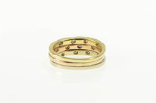 Load image into Gallery viewer, 14K Tri Tone Diamond Inset Tiered Stack Band Ring Yellow Gold
