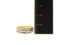 Load image into Gallery viewer, 14K Tri Tone Diamond Inset Tiered Stack Band Ring Yellow Gold