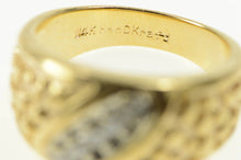 Load image into Gallery viewer, 14K Textured Diamond Striped Graduated band Ring Yellow Gold