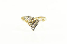 Load image into Gallery viewer, 14K Two Tone Diamond Filigree Chevron Band Ring Yellow Gold