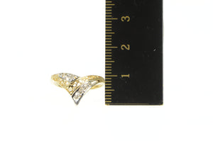 14K Two Tone Diamond Filigree Chevron Band Ring Yellow Gold