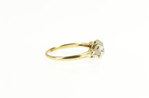 14K Art Deco Three Stone Diamond Engagement Ring Yellow Gold