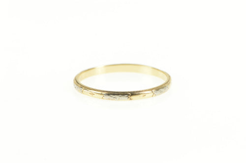 14K Two Tone Art Deco 2.0mm Wedding Band Ring Yellow Gold