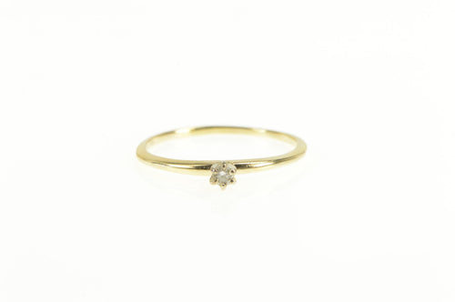 14K Classic Diamond Simple Solitaire Promise Ring Yellow Gold