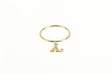 Load image into Gallery viewer, 14K Diamond A Dangle Charm Stackable Ring Yellow Gold