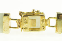 Load image into Gallery viewer, 14K Carved Jadeite Bar Link Statement Bracelet 7&quot; Yellow Gold