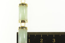 Load image into Gallery viewer, 14K Carved Jadeite Bar Link Statement Bracelet 7&quot; Yellow Gold