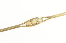 Load image into Gallery viewer, 14K Retro Natural Opal Three Stone Herringbone Bracelet 6.75&quot; Yellow Gold
