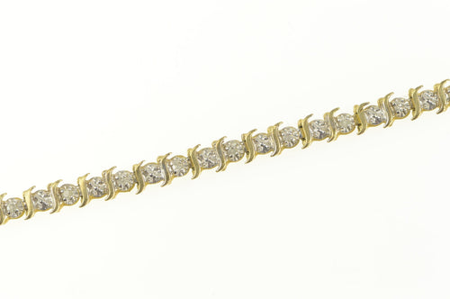 10K Diamond Wavy Link Classic Tennis Bracelet 6.75