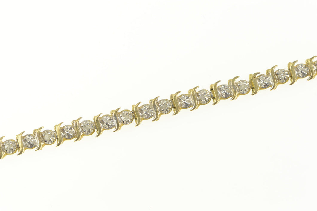 10K Diamond Wavy Link Classic Tennis Bracelet 6.75